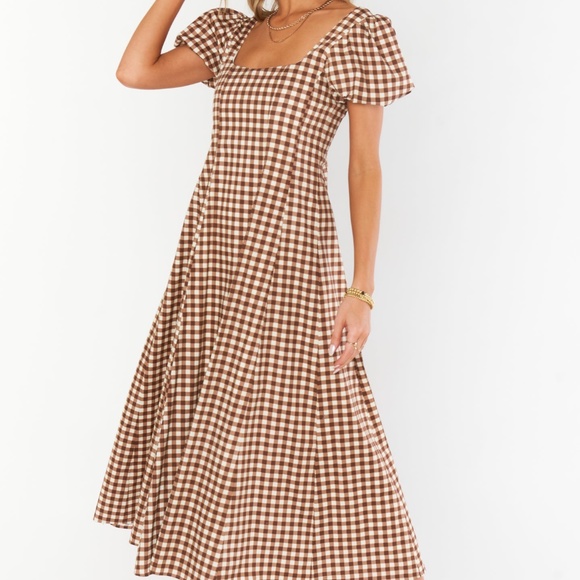Show Me Your MuMu | Dresses | New Show Me Your Mumu Mia Midi Dress Brown  Gingham | Poshmark